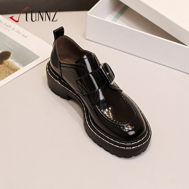 hunnz英伦风小皮鞋厚底乐福鞋女2026春秋新款复古漆皮中粗跟单鞋,女鞋,牛津鞋/布洛克鞋/德比鞋,淘宝优惠券,粉丝福利购,淘宝优惠卷