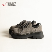 真皮复古厚底休闲鞋 耐磨系带百搭英伦风小皮鞋 女2026春季 新款