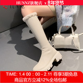 保暖骑士靴厚底不过膝骑士靴加厚棉鞋 毛毛高筒靴女2025年新款 冬季