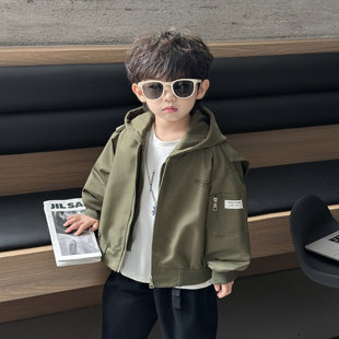 春秋款男童装连帽假两件棒球服韩范秋冬季儿童宝宝痞帅气工装外套