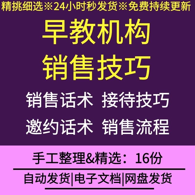 儿童幼儿艺术培训早教机构课程顾问销售技巧邀约话术问题解答资料