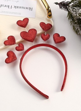 可爱红色爱心发箍七夕情人节头饰搞怪新娘伴娘头箍结婚派对头装饰