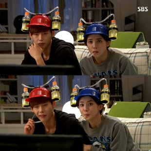 创意懒人饮料帽啤酒帽吸管帽喝酒可乐帽子饮料头盔生日聚会道具