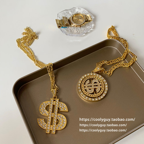 夸张土豪大金链子假黄金粗项链男