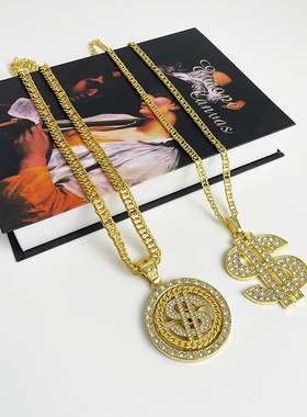 土豪大金链子男粗假黄金项链吊坠