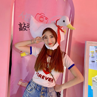 沙雕搞怪鸭子头套帽子卡通动物头饰可爱网红拍照创意派对活动道具