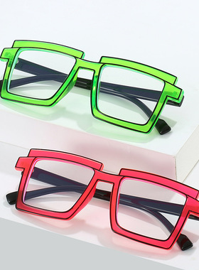 漫画二次元大框方形眼镜防蓝光镜