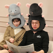 可爱搞怪仿真老鼠头套帽子卡通毛绒动物头饰派对拍照摄影演出道具