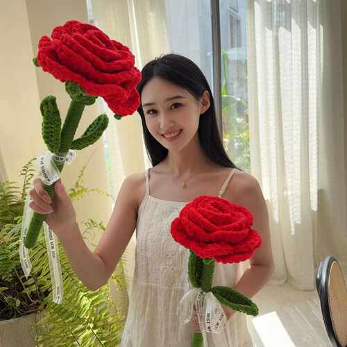 搞怪大号手工毛线编织仿真玫瑰花