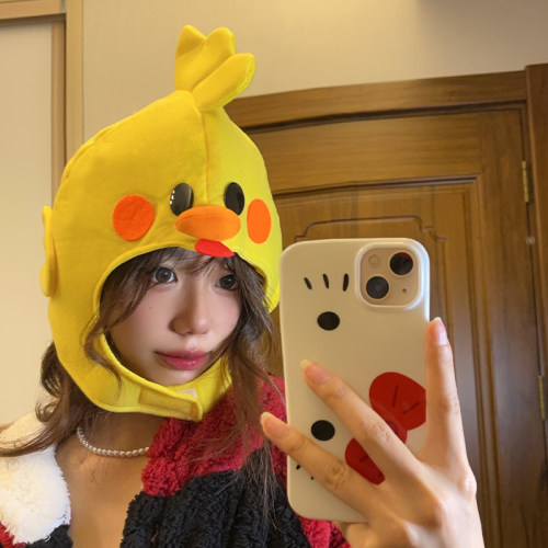 可爱搞怪小鸡头套卖萌卡通帽子女