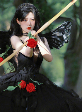 仿真小恶魔翅膀黑色羽毛背饰成人儿童演出道具万圣节cos天使精灵