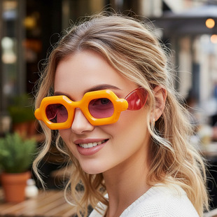 搞怪多巴胺气泡太阳眼镜女欧美复古小框方形墨镜嘻哈街拍照凹造型