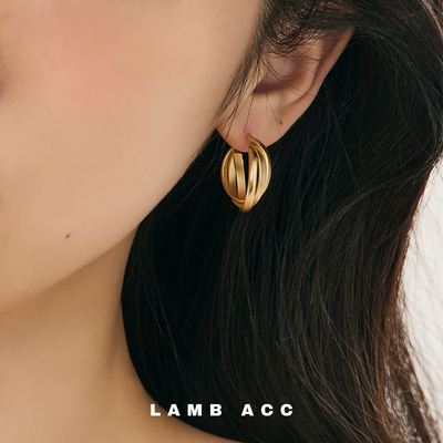 LAMB ACC 哑光缠绕 质感14k金S925银针耳圈耳环