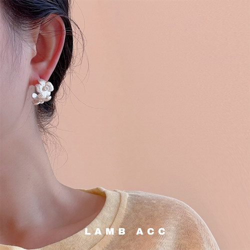 LAMB ACC 迷迭花园 精致哑银金属花朵s925银针耳环耳饰