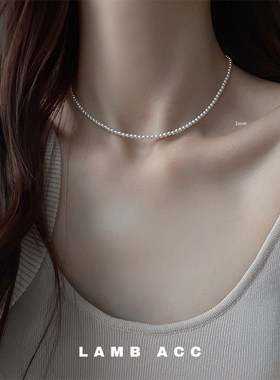 LAMB ACC 梨花小隐 极细施家小灯泡小米珠珍珠项链精致锁骨链