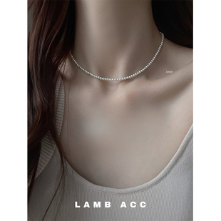LAMB ACC 梨花小隐 极细施家小灯泡小米珠珍珠项链精致锁骨链