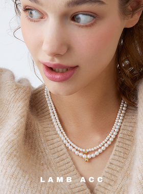 14k金珍珠小金豆项链锁骨链