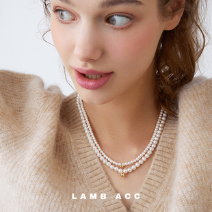 LAMB ACC 柏林少女 法式精致14k金珍珠小金豆项链锁骨链