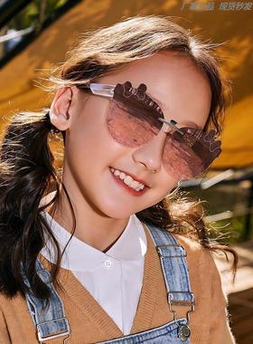 新款儿童太阳镜夹式女学生时尚蝴蝶偏光护眼儿童近视专用太阳镜超