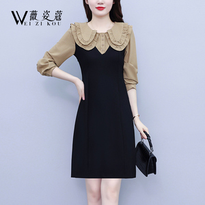 春秋季女装2023新款连衣裙初秋小个子早秋洋气减龄长袖假两件裙子
