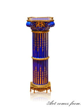 卡斯特兰手绘陶瓷花架欧式奢华雕塑置物台客厅玄关阳台装饰C6565