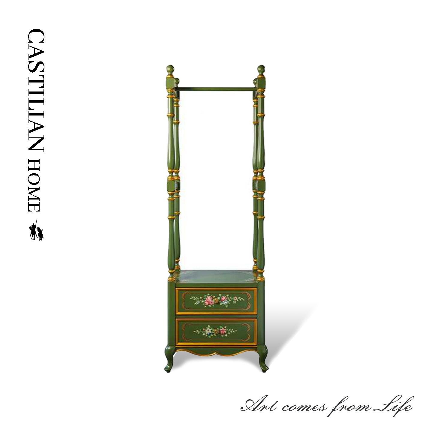 卡斯特兰法式实木落地衣架