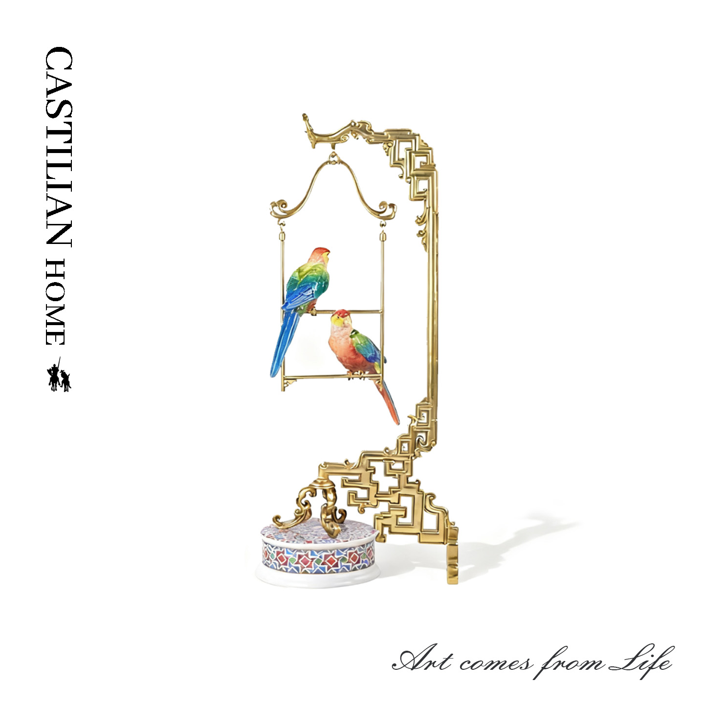 卡斯特兰新古典欧式复古鹦鹉摆件