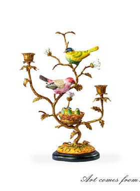 喜鹊烛台摆件玄关壁炉装饰送礼