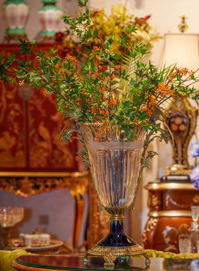 卡斯特兰欧美式轻奢插花花瓶家居客厅摆设创意玄关水晶花器C1953