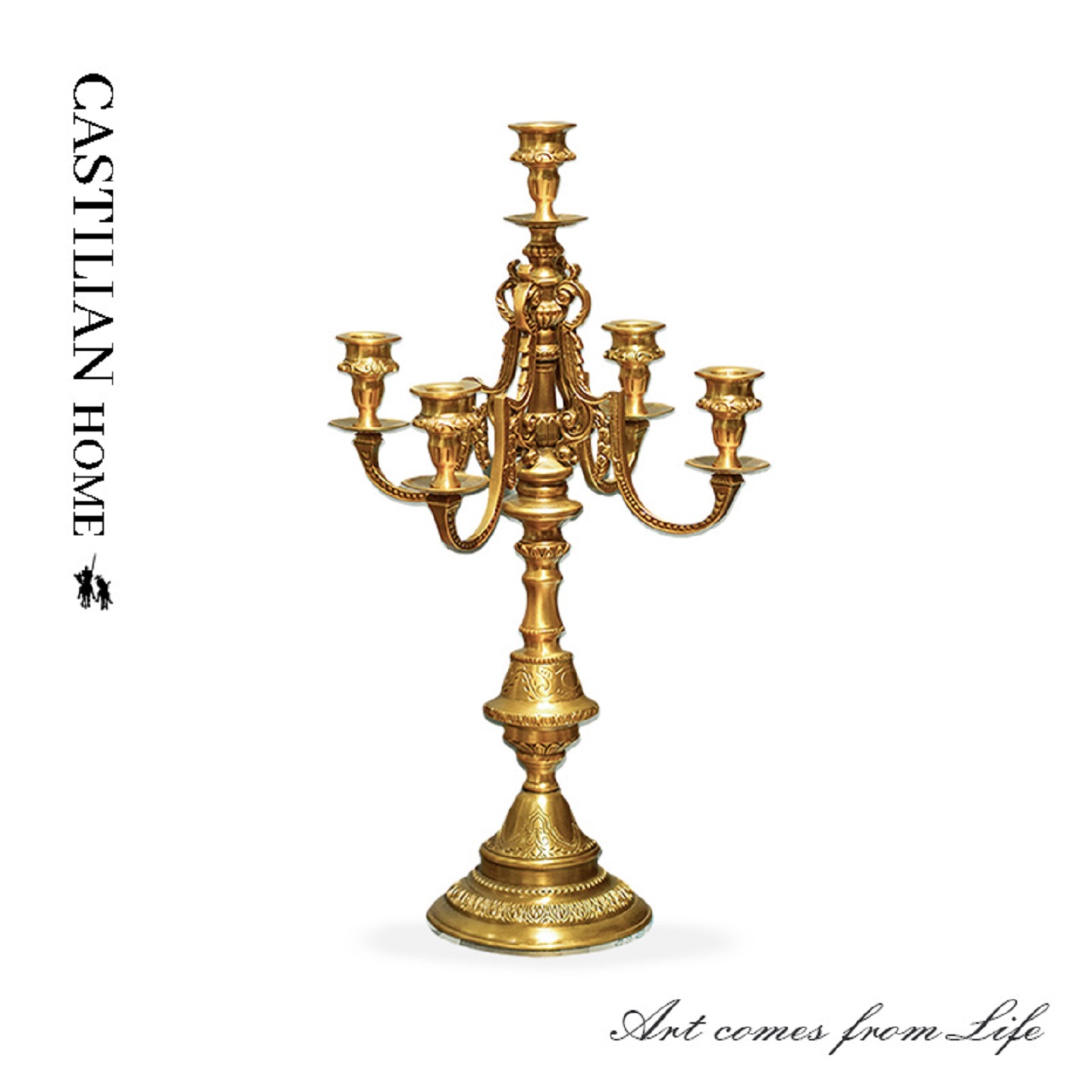 欧式轻奢全铜烛台摆件壁炉装饰摆件客厅玄关餐厅法式氛围感C1033