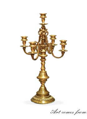 欧式轻奢全铜烛台摆件壁炉装饰摆件客厅玄关餐厅法式氛围感C1033