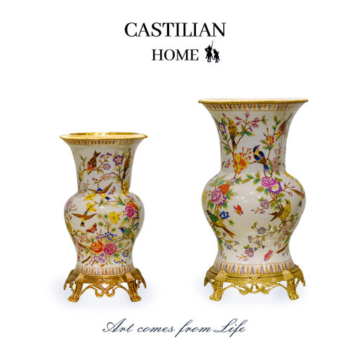 卡斯特兰法式复古陶瓷花瓶摆件