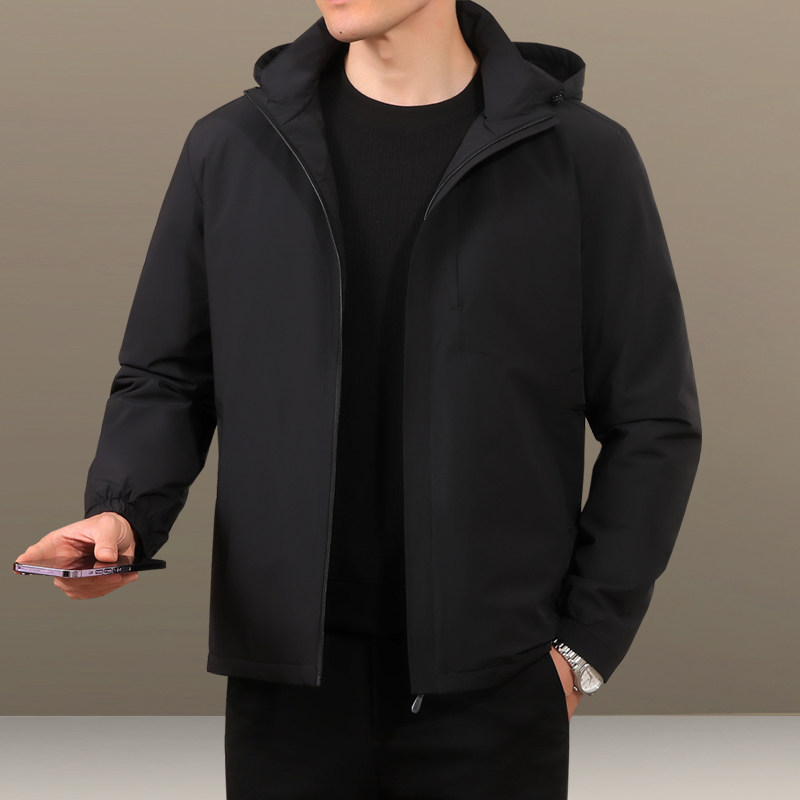 品牌连帽羽绒棉服男士秋冬季加厚中老年冬款帅气宽松保暖棉衣外套