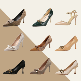 法式高跟鞋合集样板房衣帽间鞋柜玄关现代轻奢女鞋单鞋陈设道具鞋