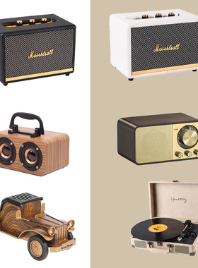 现代简约复古仿真收音机录音机字母音箱模型摆件样板房书房软装饰