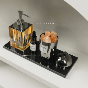 样板房间酒店浴室饰品搭配套装洗手台面水晶乳液瓶大理石托盘组合