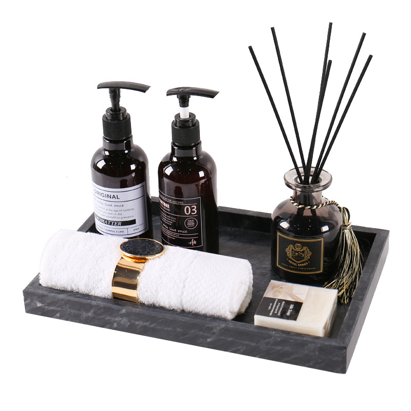 卫生间软装饰品摆件酒店样板间浴室大理石托盘收纳长方形轻奢摆设
