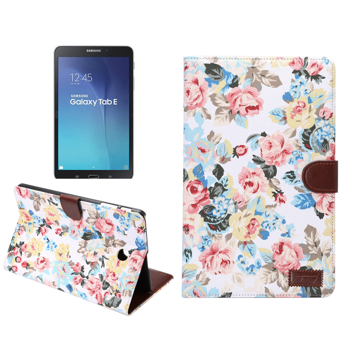 适用三星TAB E 9.6 T560平板电脑保护套 T561花布料插卡支架皮套