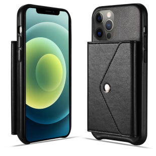 适用iPhone Mini保护壳 12羊皮纹卡包翻盖手机壳多功能支架苹果12