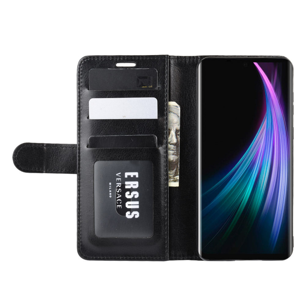 适用aquos夏普zero 2手机壳 疯马纹钱包式支架保护套 防摔手机套