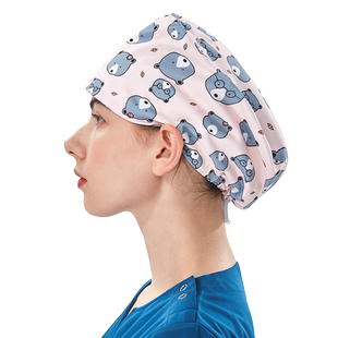 戈美恩耐氯漂印花手术帽女口腔美容宠物店护士帽手术室专用帽子男