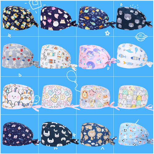 印花口腔纯棉手术室手术帽护士帽