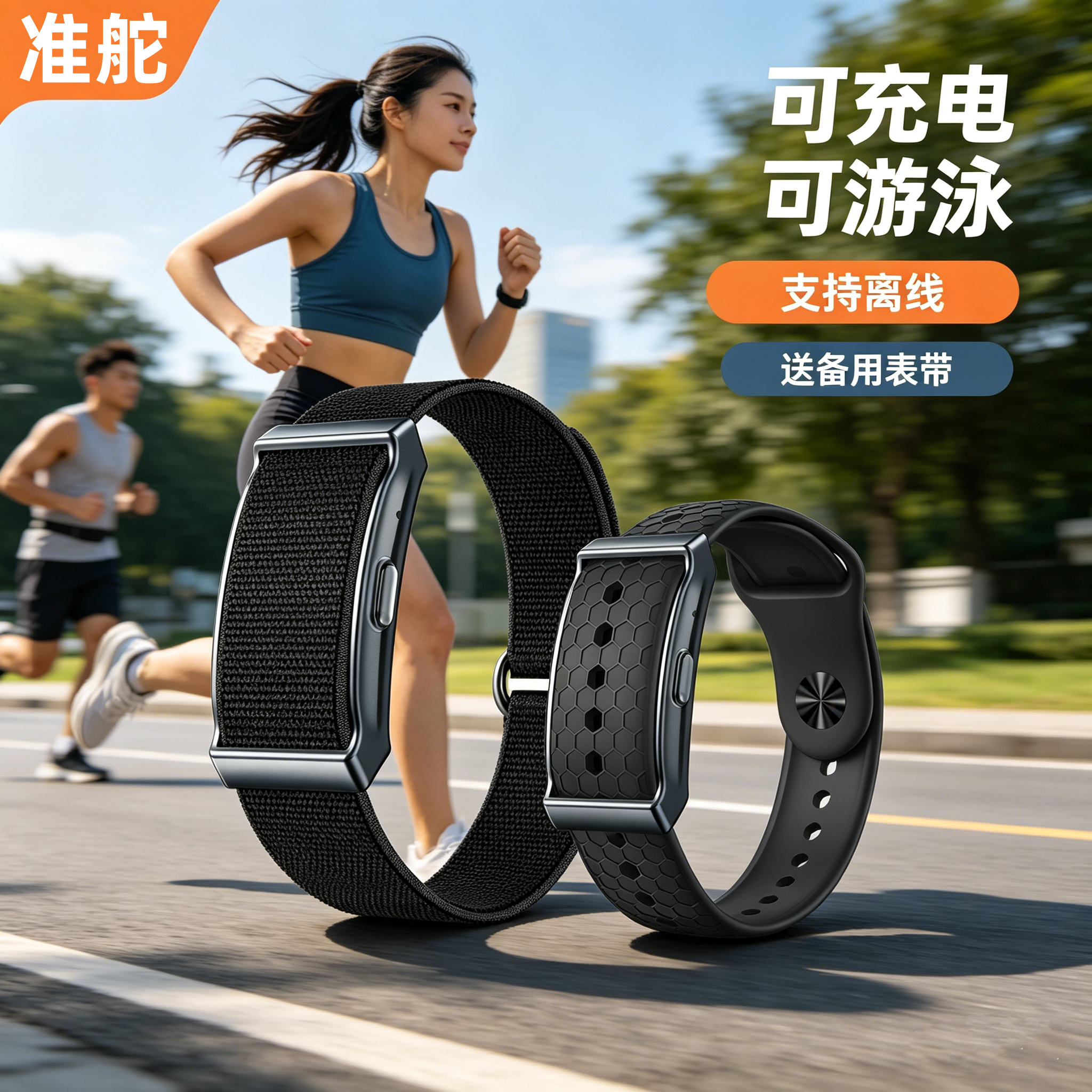 准舵跑步血氧心率带手臂带心跳游泳智能手环手腕腕带心律带长续航