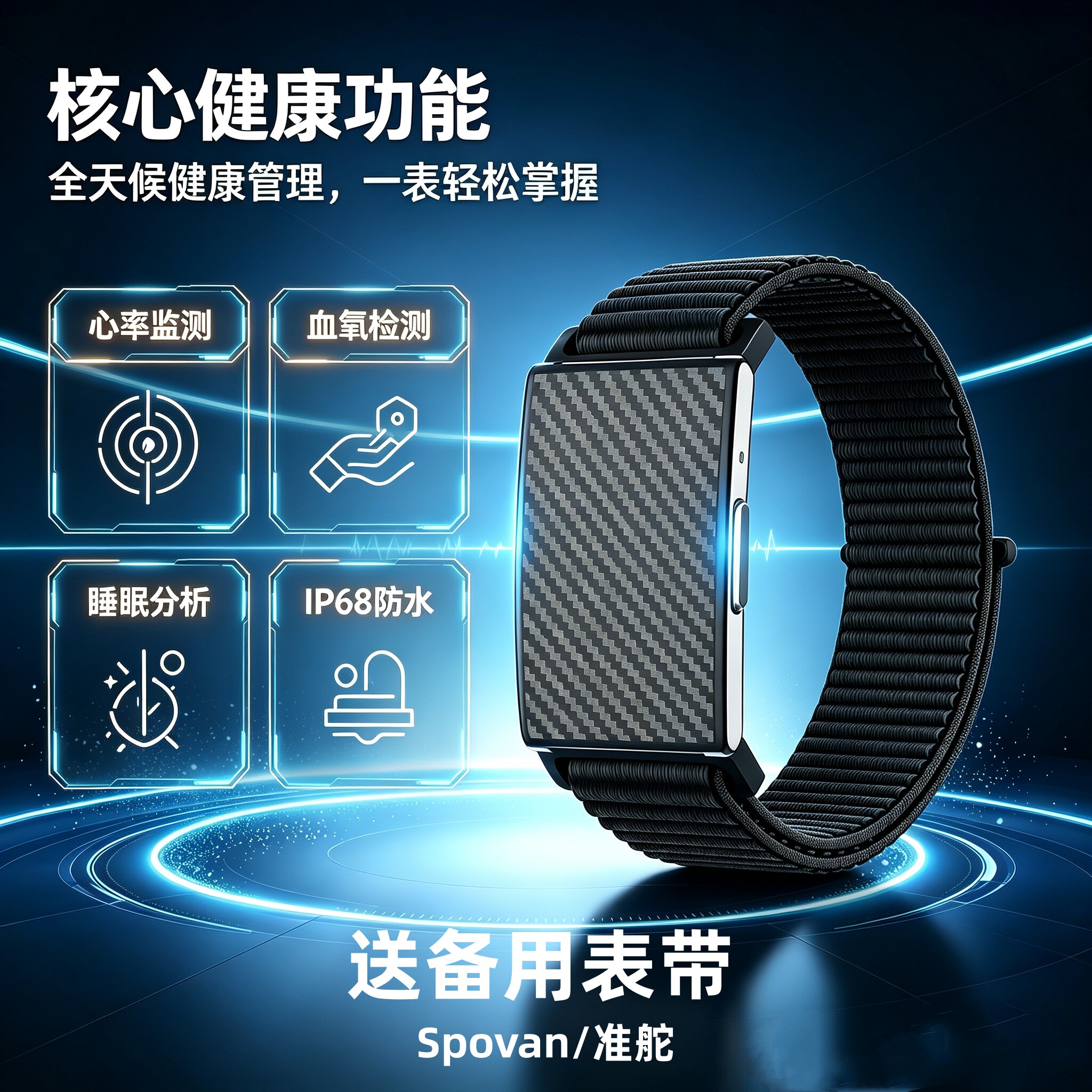 跑步血氧血压心率带手臂带血氧心跳智能手环手腕腕带心律带长续航
