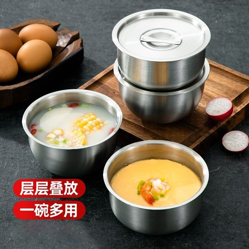 不锈钢蒸鸡蛋羹专用碗家用2025新款高颜值蒸饭食碗加厚带盖炖盅碗