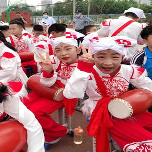 儿童安塞盛世腰鼓/秧歌表演陕北传统文化/老腰鼓服装民族服饰新款