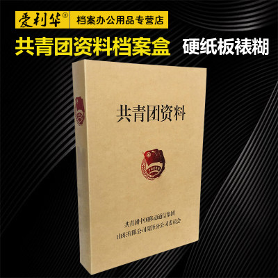 专业订制A4硬纸板硬壳裱糊纸质彩印共青团资料档案盒党员团员党建档案盒党员党支部A4文件盒批发定做包邮