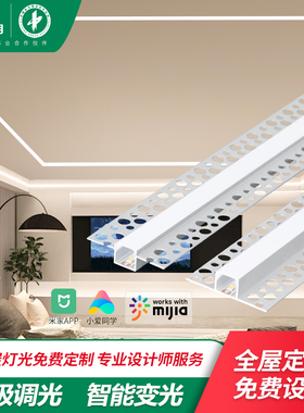 雷士照明LED灯带接入米家APP智能客厅预埋双眼皮吊顶嵌入式线条灯
