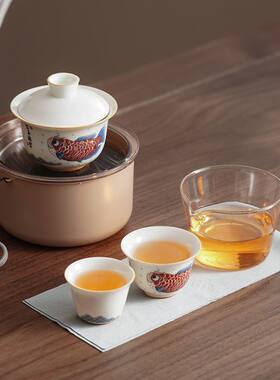随时便携式户外露营旅行茶具小套装收纳茶盘快客杯踏青泡茶器简约