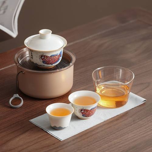 随时便携式户外露营旅行茶具小套装收纳茶盘快客杯踏青泡茶器简约